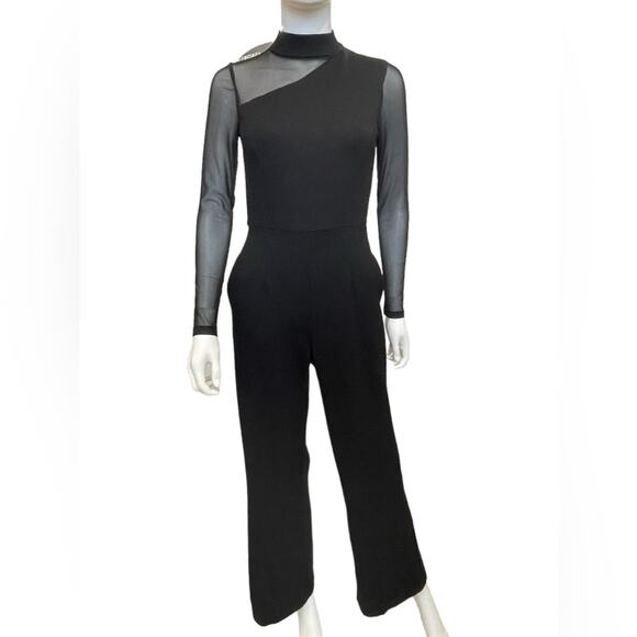 New ~  JULIA JORDAN ~ Long Sleeve Mesh Insert Jumpsuit 2 HOLIDAYS - Picture 2 of 7